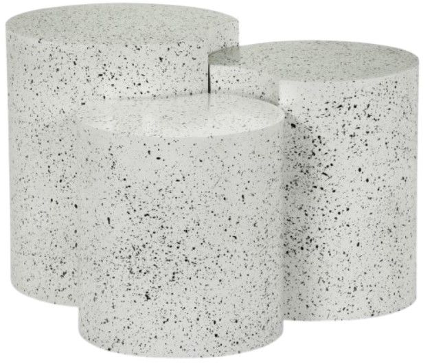 Meridian Furniture Dimple 3-Piece White Terrazo Nesting Table Set-0