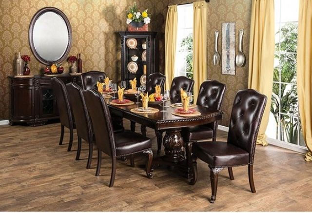 Furniture of America® Bellagio 9-Piece Brown Dining Table Set-1