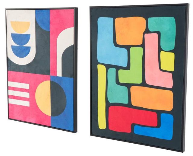 Deco Marche CosmoLiving by Cosmopolitan 2-Piece Geometric Living Room Framed Wall Art Set-1
