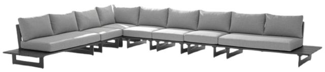Meridian Furniture Maldives 4-Piece Dark Gray/Gray Aluminum/Fabric 185" Outdoor Modular Sectional-0