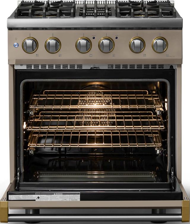 Viking® 5 Series 30" Nantucket Pro Style Dual Fuel (LP) Range with Brushed Brass Trim-1