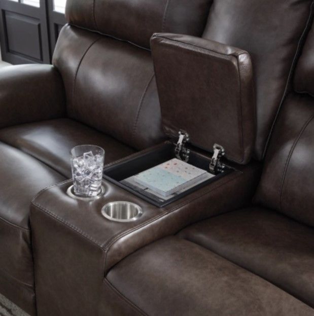 Signature Design by Ashley® Beadel Smoke Power Recliner Loveseat with Adjustable Headrest-3