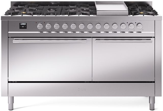 Ilve® Professional Plus II 60" Stainless Steel Pro Style Dual Fuel Range-0