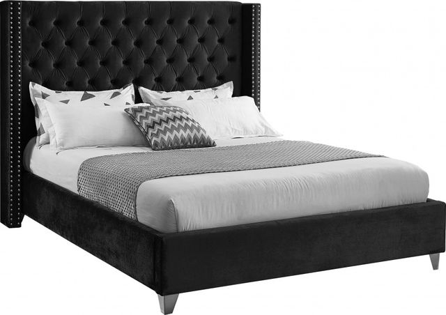 Meridian Furniture Aiden Black Velvet Full Bed-0