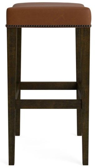 Bassett® Furniture Customizable Vail Leather Saddle Bar Stool-2