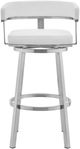 Armen Living Lorin Brushed Stainless Steel/White Swivel Counter Stool-3