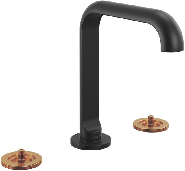 Brizo Roccesco™ Matte Black Widespread Lavatory Faucet with Square Spout-0