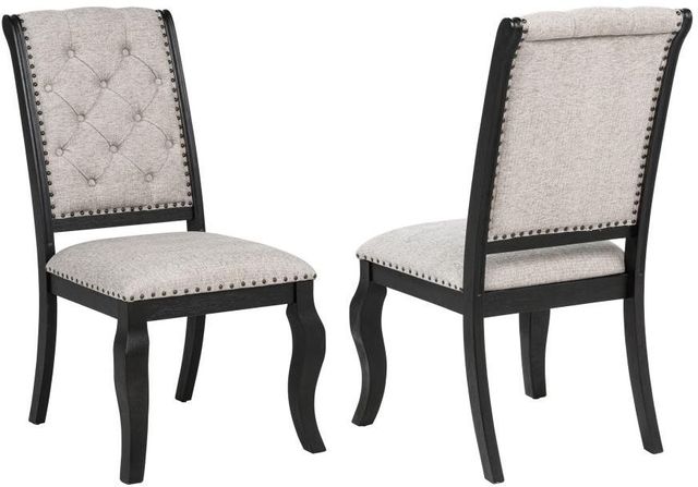 Coaster® Phelps 2-Piece Distressed Noir/Tan Upholstered Dining Side Chair Set-0