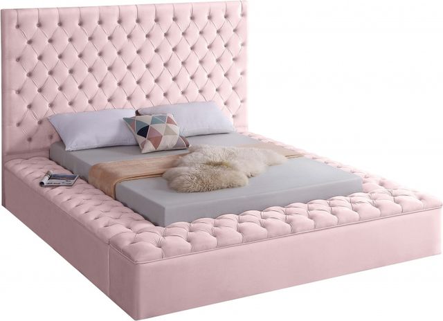 Meridian Furniture Bliss Pink Velvet Full Bed-1