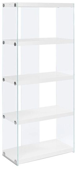Monarch Specialties Inc. White 60" Tempered Glass Bookcase-1
