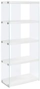 Monarch Specialties Inc. White 60" Tempered Glass Bookcase-1