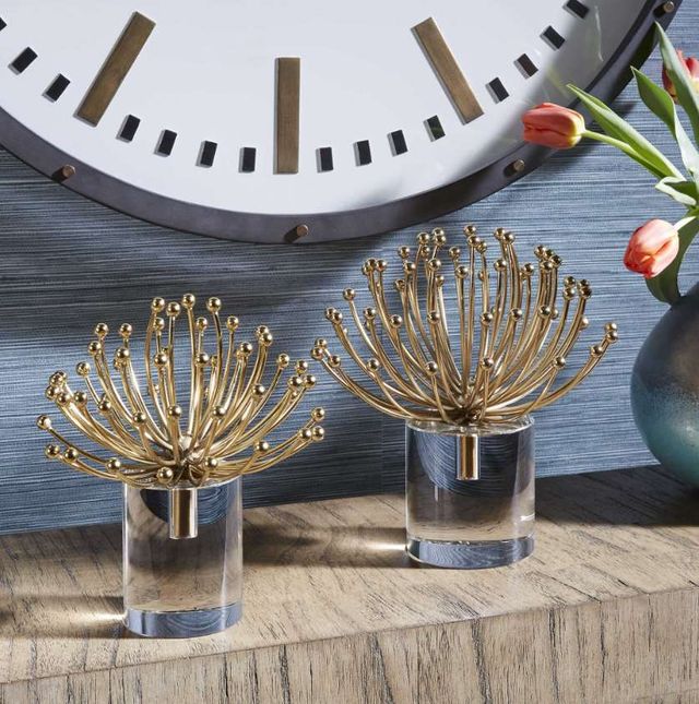 Uttermost® Aga 2-Piece Brushed Gold/Chrome Sculpture Set-1