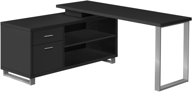 Monarch Specialties Inc. Black/Silver L Shaped Computer Desk-0