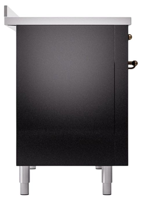 Ilve® Nostalgie II Noblesse 48'' Glossy Black Pro Style Induction Range with Burnished Trim-2