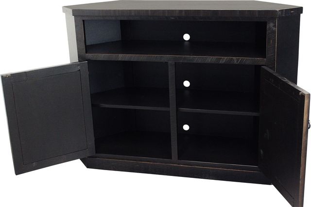 American Heartland Manufacturing Rustic Antique Black Tall Corner TV Cart-1