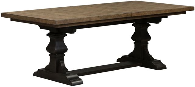 Liberty Furniture Harvest Home 5-Piece Barley Brown/Chalkboard Trestle Table Set-1
