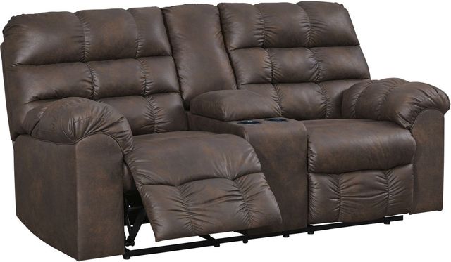 Signature Design by Ashley® Derwin Nut Reclining Loveseat with Console-1