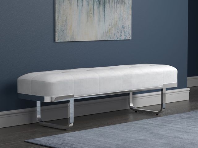 Coaster® Off White and Chrome Bench-3