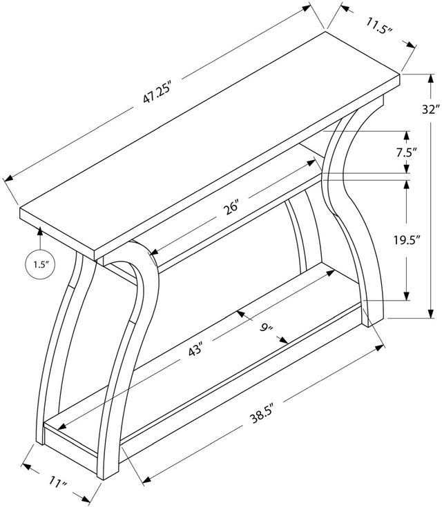 Monarch Specialties Inc. 47"L Dark Taupe Hall Console Table -2