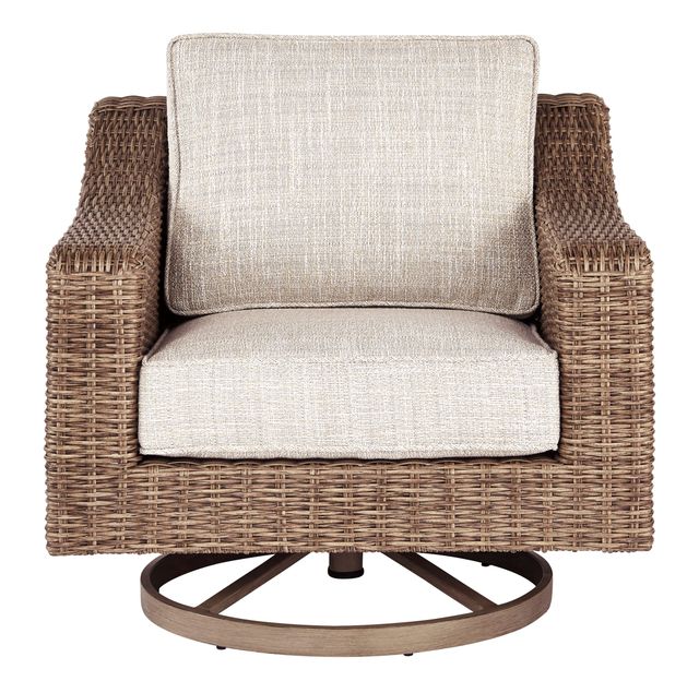 Beachcroft Outdoor Swivel Lounge Chair with Cushion - White/Beige