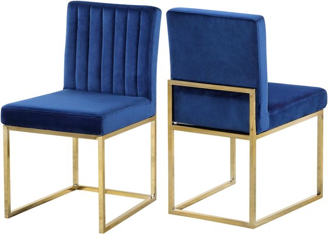 Meridian Furniture Giselle Navy/Gold Velvet Dining Chair-3