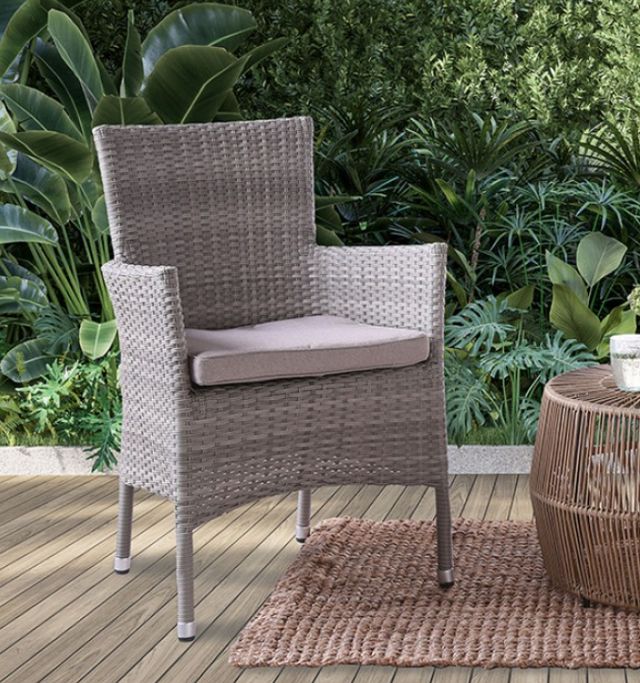 Furniture of America® Niambi 5-Piece Gray Marble/Rattan Wicker Outdoor Patio Dining Set-2