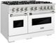 ZLINE Classic Series 48" Satin Stainless Steel Pro Style Dual Fuel Range with White Matte Door-2