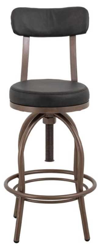 International Furniture Direct Altea Gunmetal/Matte Dark Brown Upholstered Adjustable Barstool-1