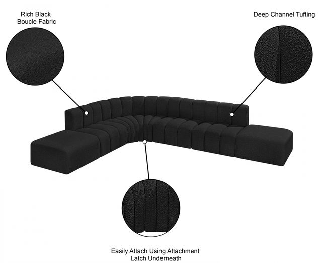 Meridian Furniture Arc 7-Piece Black Sectional-3