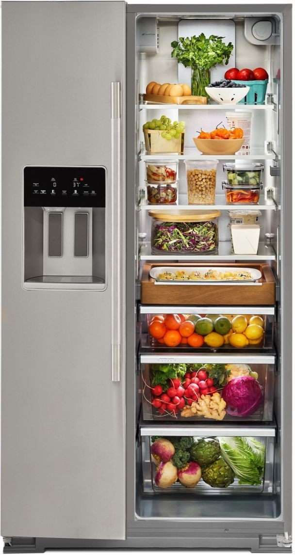 KitchenAid® 36" 20.85 Cu. Ft. Fingerprint Resistant Stainless Steel Counter Depth Side-by-Side Refrigerator with Exterior Ice and Water Dispenser-2
