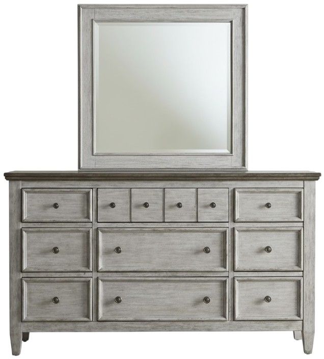 Liberty Furniture Heartland Antique White/Tobacco Dresser and Mirror-2