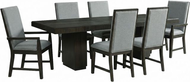 Elements International Donovan 7-Piece Black/Gray Upholstered Dining Set-0
