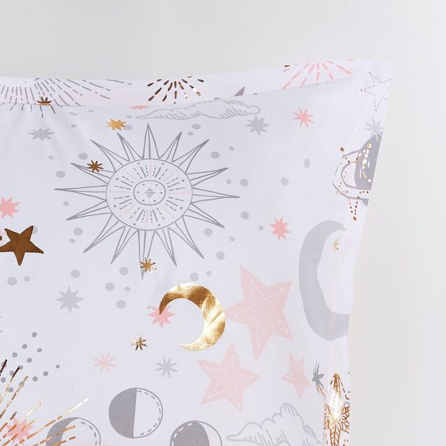 Olliix by Mi Zone Kids Celia Blush and Gold Twin Starry Sky Metallic Printed Comforter Set-4