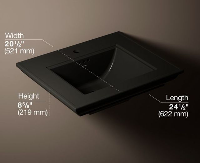 Kohler Memoirs® Stately Black 25" Pedestal/Console Table Bathroom Sink-3