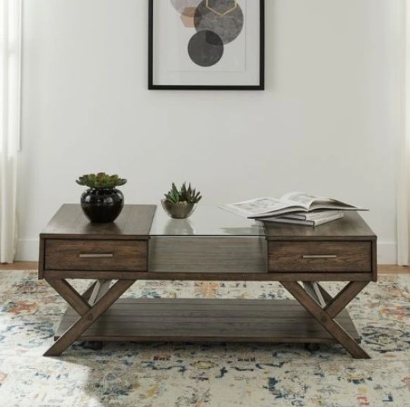 Liberty Furniture Lennox Weathered Chestnut Display Cocktail Table-1