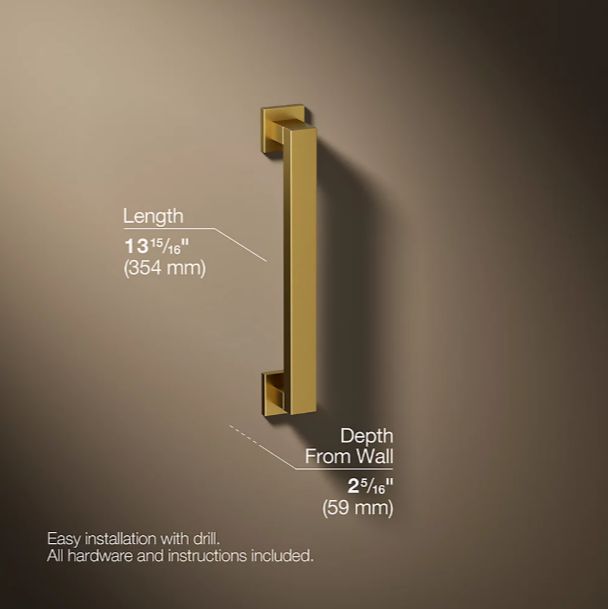 KOHLER® Square Vibrant Brushed Moderne Brass 12" Grab Bar-2