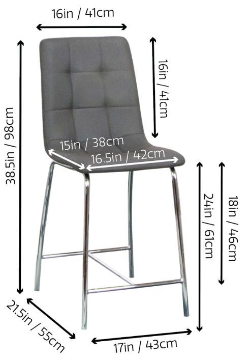 Cramco Napa/Nia Charcoal Gray/Chrome Counter Stool-2