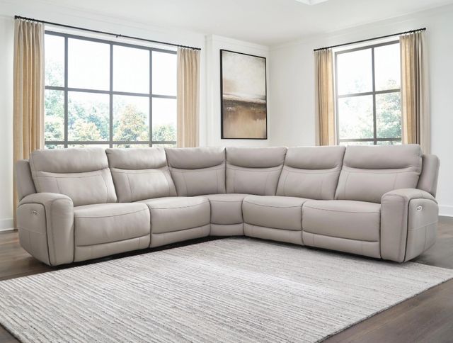 Signature Design by Ashley® Gravier 5-Piece Gray Power Reclining Curved Sectional-2