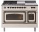 Ilve® Nostalgie II Noblesse 48'' Antique White Pro Style Dual Fuel Range with Burnished Trim-0