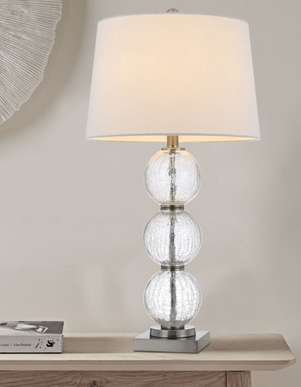 Cal® Lighting & Accessories 2-Piece Crosset Slate Glass/Silver/White Table Lamp Set-2