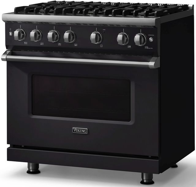 Viking® 5 Series 36" Onyx Pro Style Gas (NG) Range with Polished Chrome Trim-2