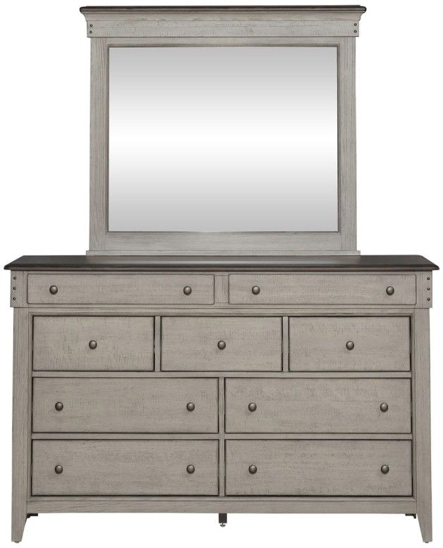 Liberty Furniture Ivy Hollow Dusty Taupe/Weathered Linen Dresser and Mirror-2