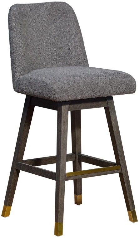 Armen Living Amelia 2-Piece Gray Boucle/Gray Oak Swivel Barstool Set-0