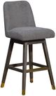 Armen Living Amelia 2-Piece Gray Boucle/Gray Oak Swivel Barstool Set-0