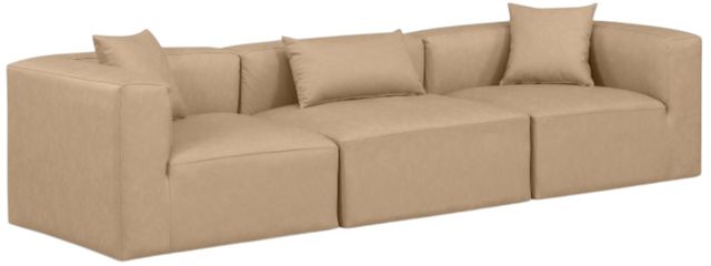 Meridian Furniture Cube 3-Piece Tan Leather Modular Sofa-0