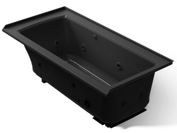 KOHLER® Archer® Black 60" x 30" Alcove Heated BubbleMassage™ Air Bath and Whirlpool Right D-0