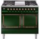 Ilve® Nostalgie II Noblesse 40'' Emerald Green Pro Style Dual Fuel Range with Burnished Trim-0
