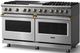 Viking® 5 Series 60" Stainless Steel Pro Style Dual Fuel (NG) Range with Brushed Brass Trim-2