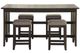 Bernards Lindsey 5-Piece Brown/Gray Drop Leaf Counter Table Set-1