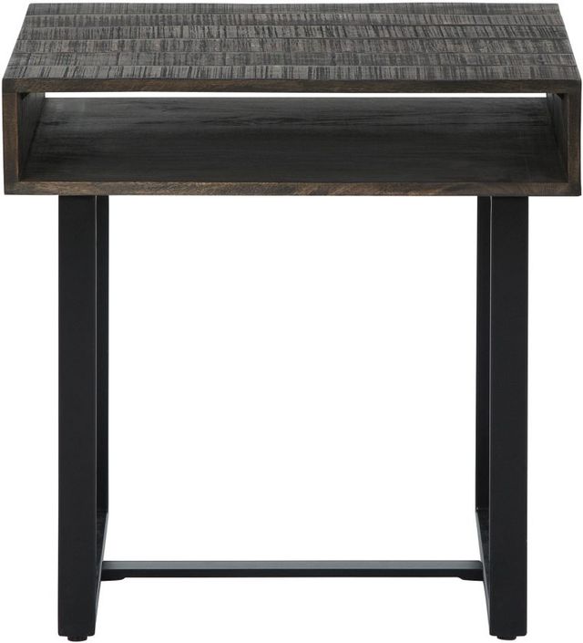 Signature Design by Ashley® Kevmart Grayish Brown End Table with Black Metal Base-1